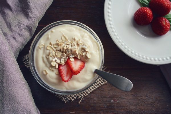 yogurt, fruit, vanilla